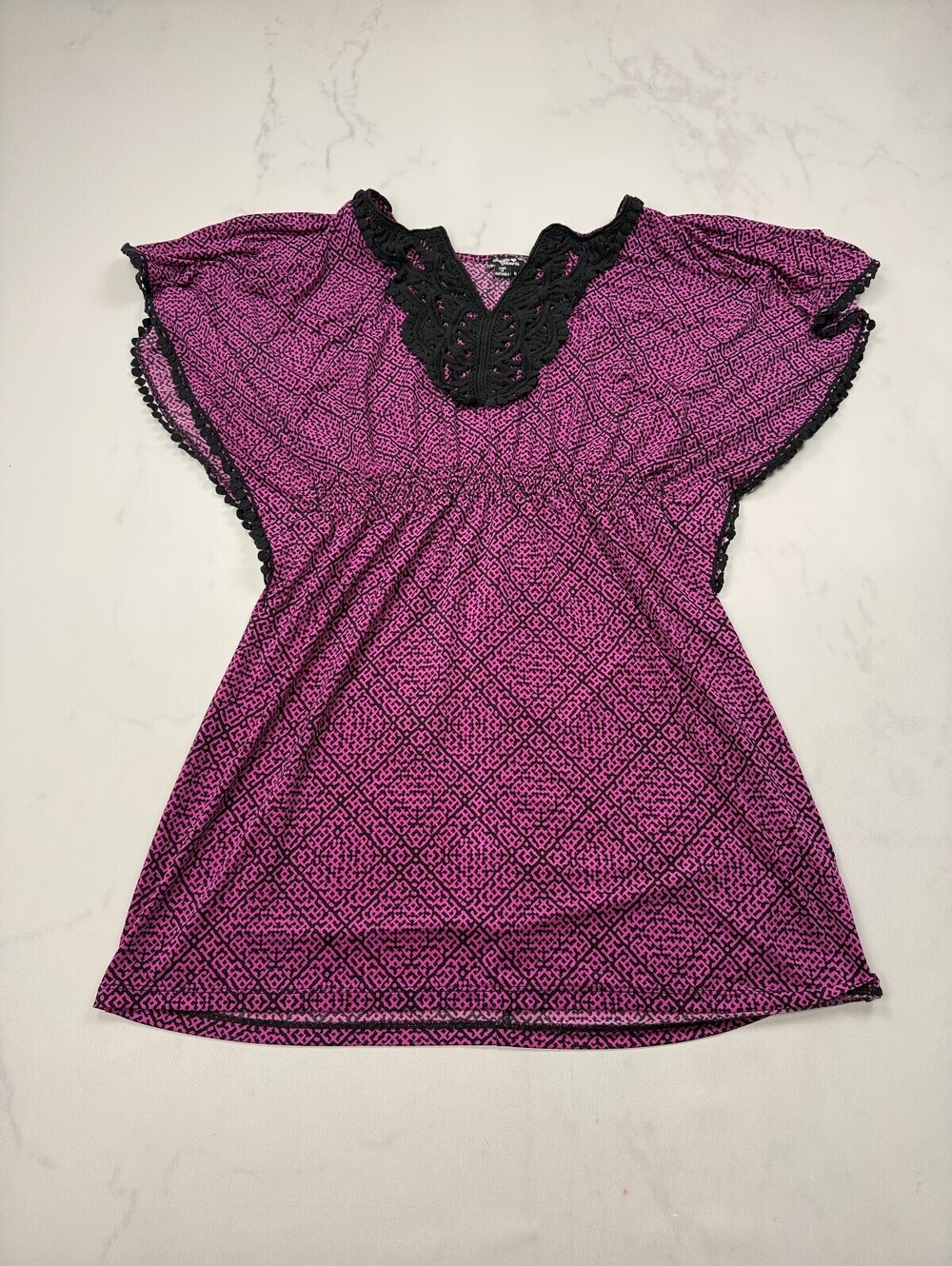Sequin Hearts Printed Blouse Pink 90s VTG Bold Statement Piece - Womens M
